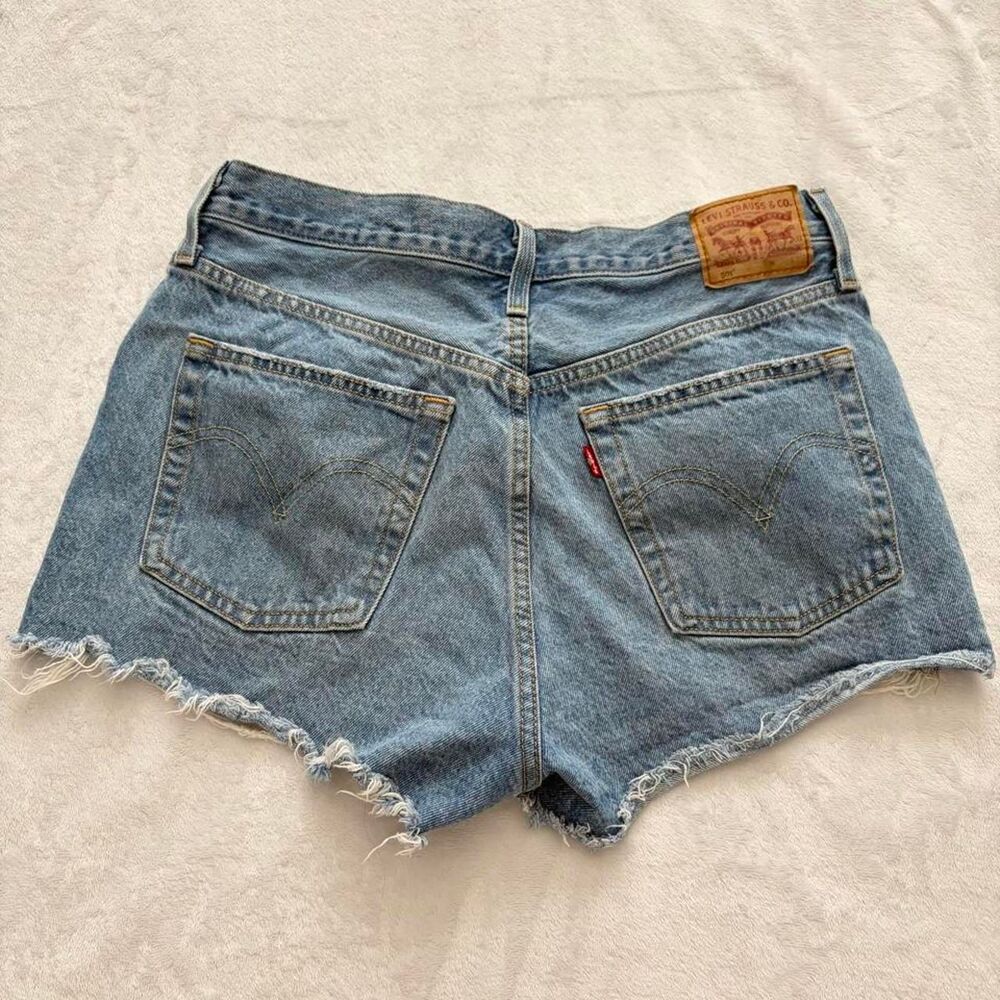 Levi's 501 Blue Denim Shorts Distressed Size 30 Casual Every Day Summer Jean